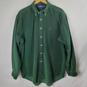 Ralph Lauren💚 Emerald green. Men's Polo, Corduroy long sleeved shirt. Size XL.